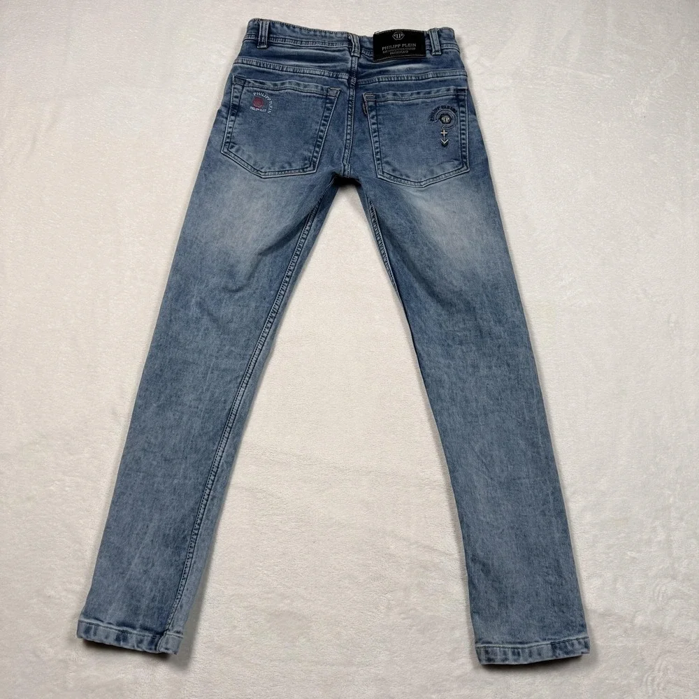 Philipp Plein Jeans Girls 10 Blue Slim Straight‎ Denim Limited Edition Jeans